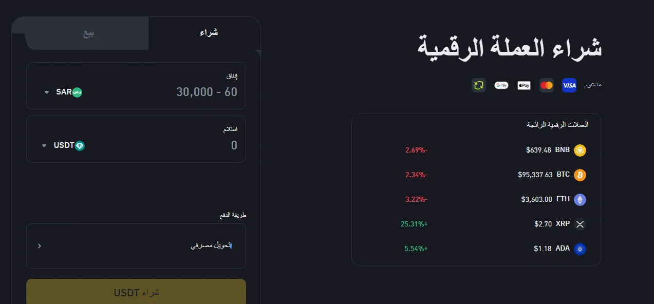 إيداع الأموال عبر التحويل البنكي Binance