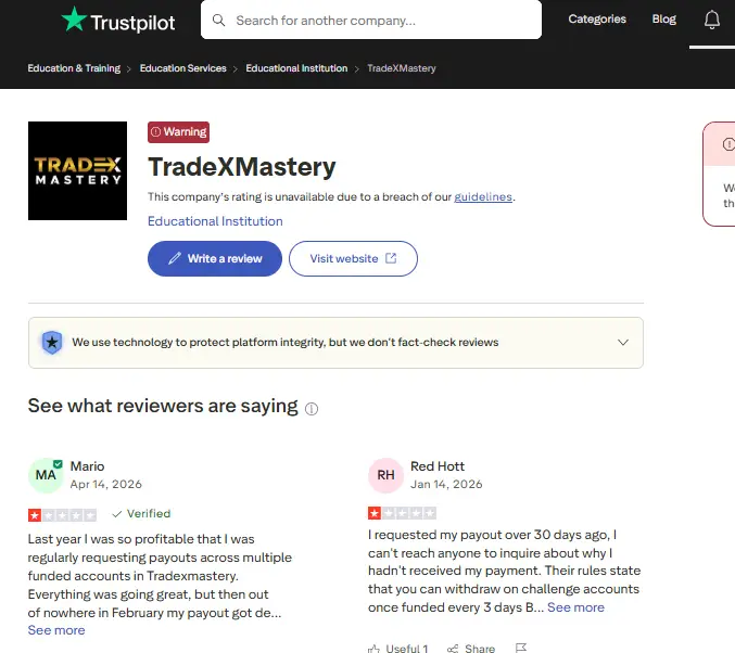 اراء المتداولين حول شركة تريدكس ماستري.png