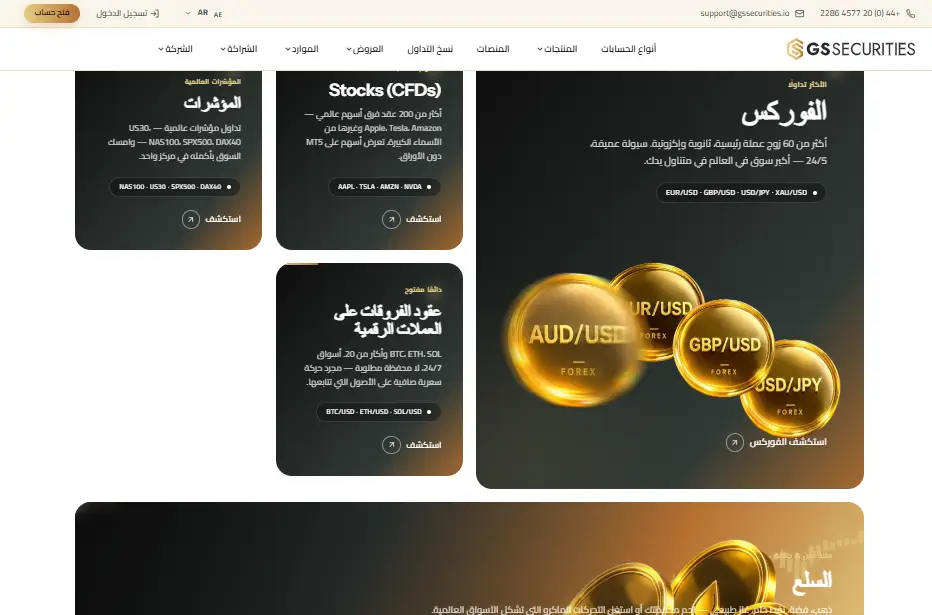 الأصول المالية المتوفرة لدى شركة GS Securities