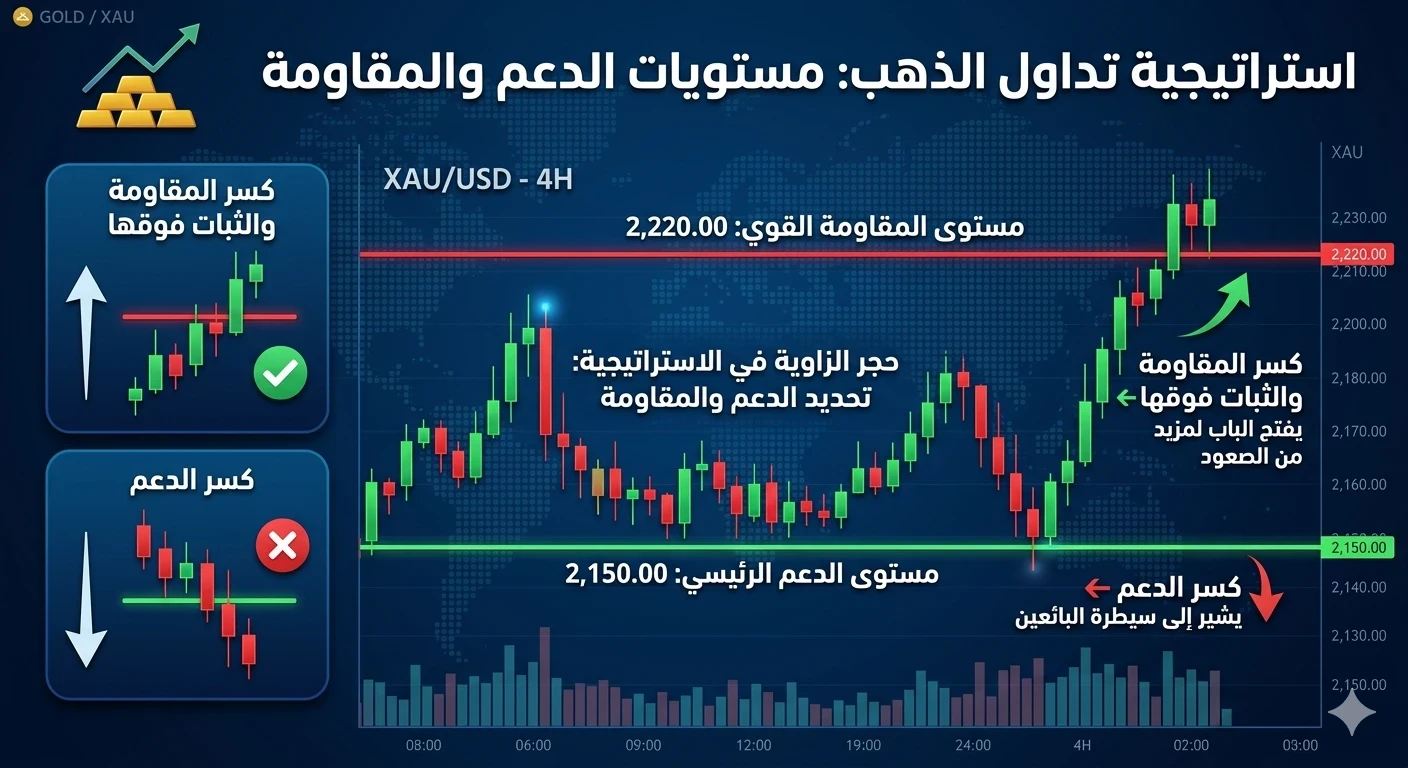 الدعم والمقاومة في تداول الذهب