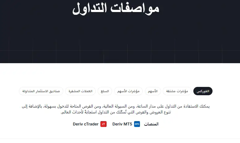 المنتجات المالية لدى شركة Deriv
