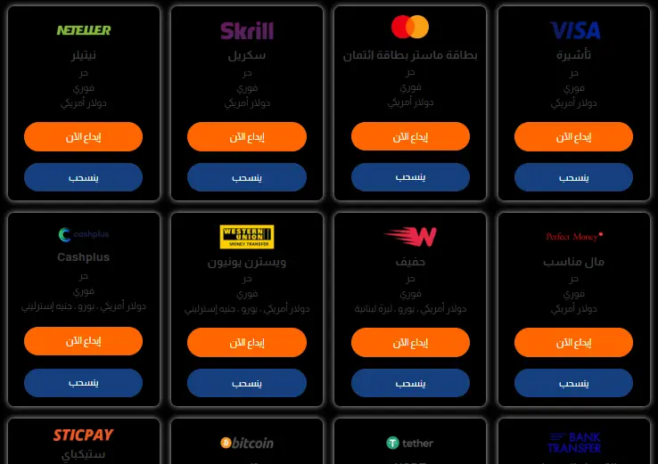 طرق السحب والإيداع لدى شركة OXShare