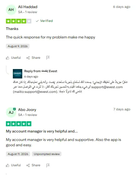 اقوال المتداولون الحقيقيون عن ايفست