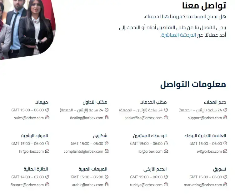 معلومات الاتصال بشركة اوربكس Orbex
