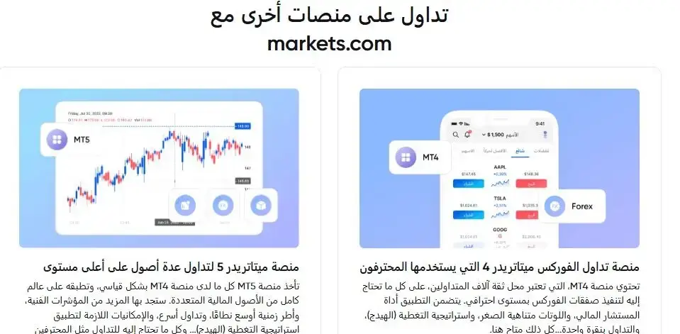 منصات التداول لدى شركة ماركتس دوت كوم Markets.com