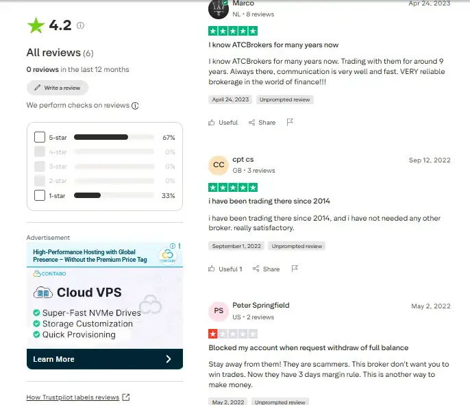 نتائج رصد وتقييم آراء المتداولين حول ATC Brokers