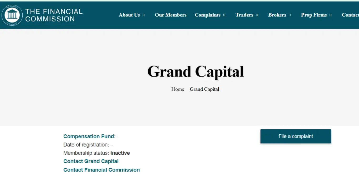 سحب عضوية Grand Capital