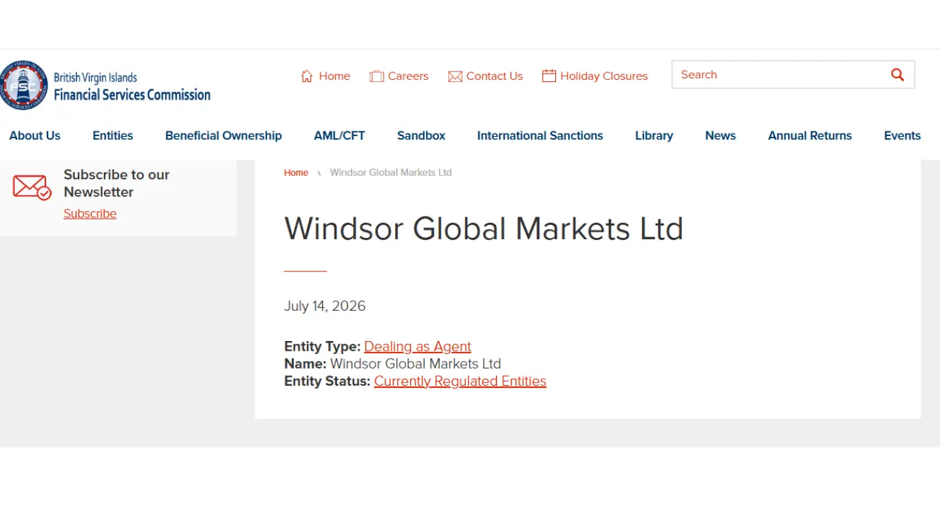 تراخيص شركة Windsor Brokers