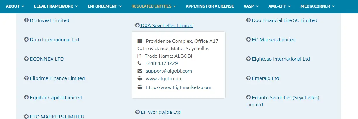 تراخيص شركة HighMarkets