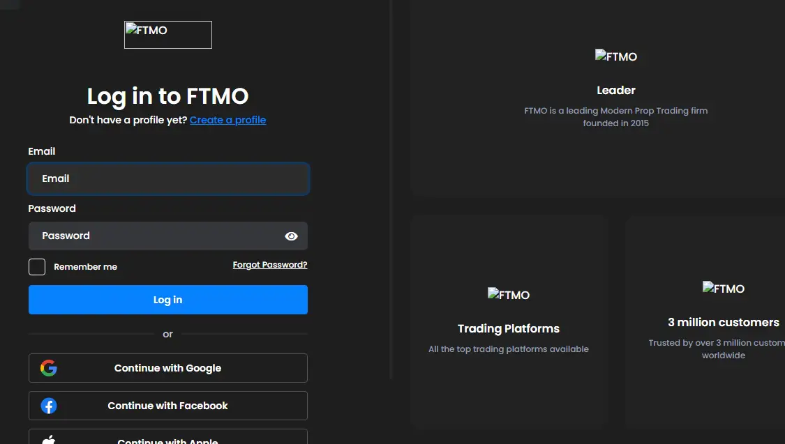فتح حساب في FTMO