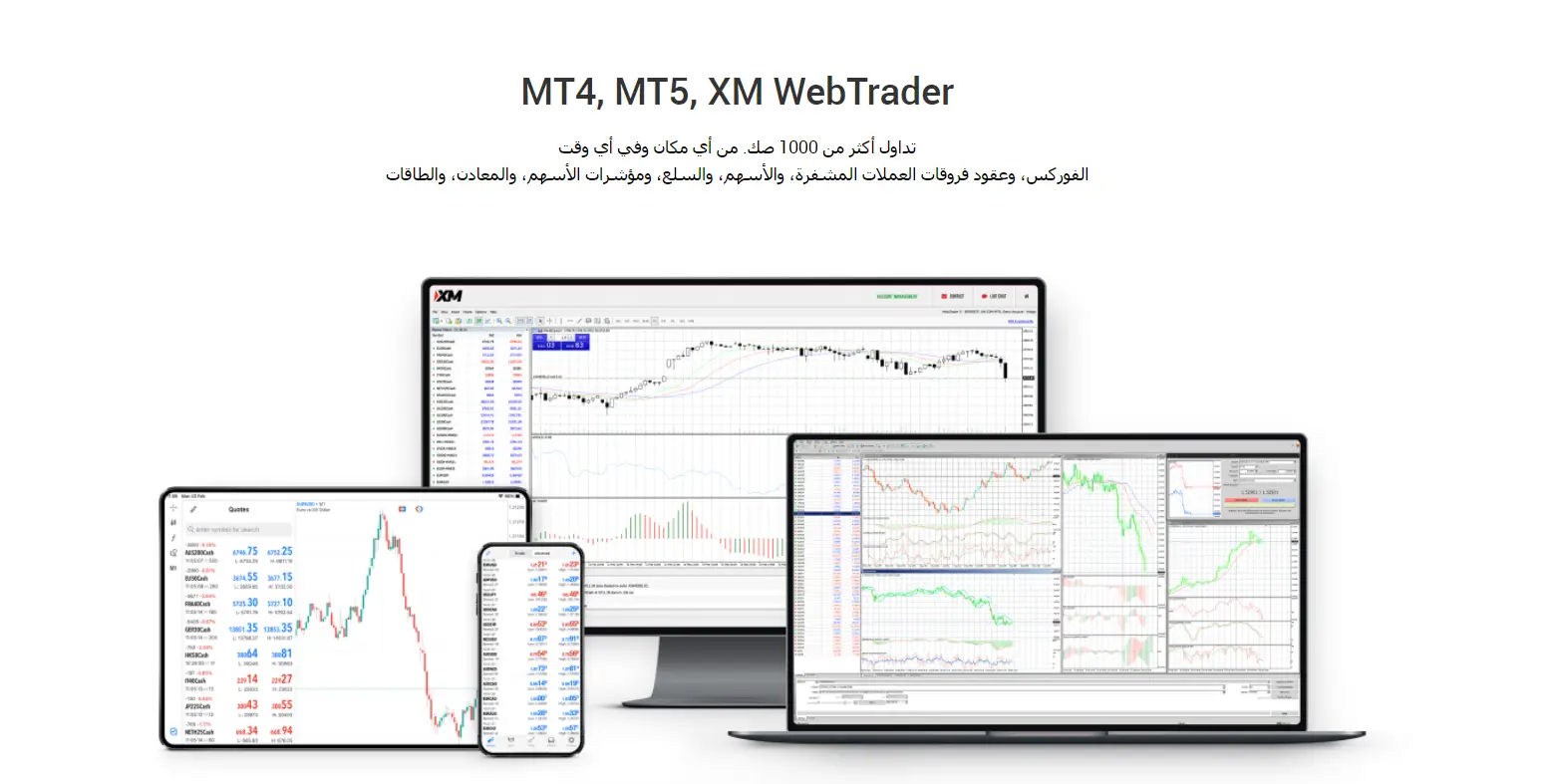 منصات التداول المتوفرة لدى شركة اكس ام XM